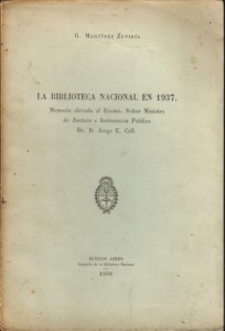 La Biblioteca Nacional en 1937, de G. Martínez Zuviría